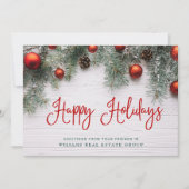 Kerst Dennenappels Landelijk Bedrijfs Groet Feestdagenkaart (Voorkant)