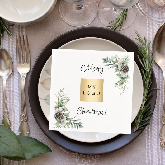 Kerst dennenappels merk kleur bedrijf logo servet