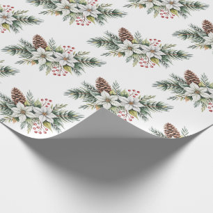 Kerst dennenappels takken bloemen hulst bes cadeaupapier