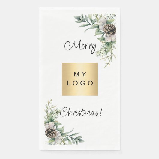 Kerst dennenappels witte business logo servet (Voorkant)