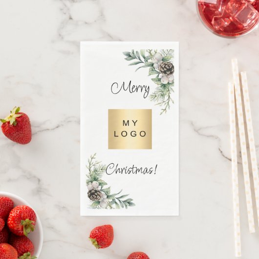Kerst dennenappels witte business logo servet (Insitu)