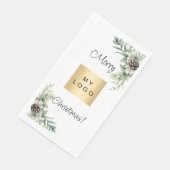 Kerst dennenappels witte business logo servet (Hoek)