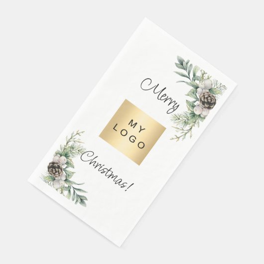 Kerst dennenappels witte business logo servet (Hoek)