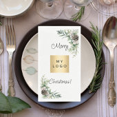 Kerst dennenappels witte business logo servet