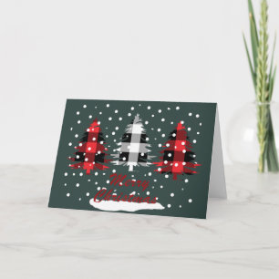 kerst dennenbomen versierd met buffelruitpatroon kaart