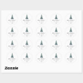 Kerst dennenboom eenvoudig script ronde sticker (Vel)