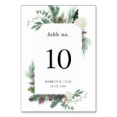 Kerst Dennenboom Elegante Trouwtafel Nummer Kaart (Voorkant)