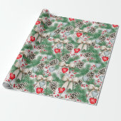 Kerst Dennenboom Ornamenten Strikken Inpakpapier (Uitgerold)