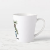 Kerst dennenboom sneeuwvlok blauwe witte ornamente latte mok (Rechts)