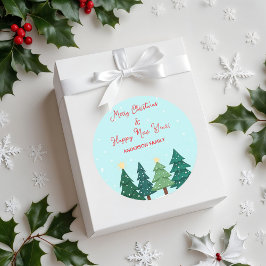 Kerst dennenbos boom vrolijk kerstfeest ronde sticker