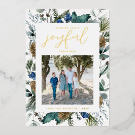 Kerst Dennenkegel Frame Gezinsfoto Folie Feestdagenkaart