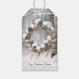 Kerst Dennenkegelkranse Cadeaulabel