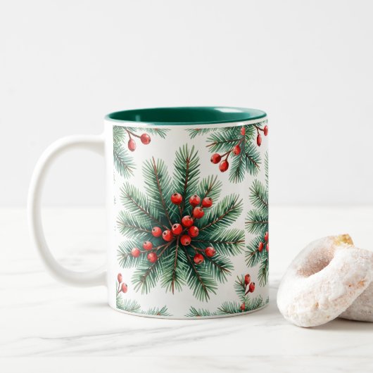 Kerst Dennentak & Rode Bessen Mok | Festive (Met donut)