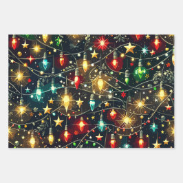 Kerst Design Pattern 4 Flat Sheet Set van 3 Inpakpapier Vel