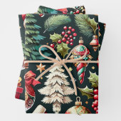 Kerst Design Pattern 9 Flat Sheet Set van 3 Inpakpapier Vel (In situ)