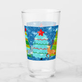 Kerst-design van groot glas met bomen, dieper, sne (Achterkant)