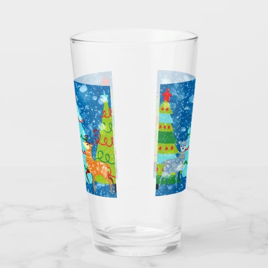 Kerst-design van groot glas met bomen, dieper, sne (Rechts)