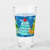 Kerst-design van groot glas met bomen, dieper, sne (Voorkant)