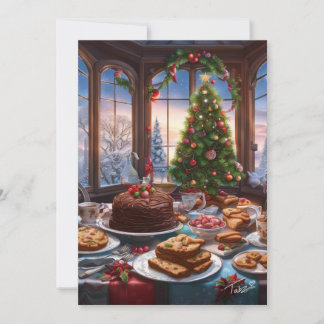 Kerst Dessert Tafel Vintage Stijl Feestdagenkaart