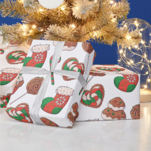 Kerst-desserts en sokken Inpakpapier
