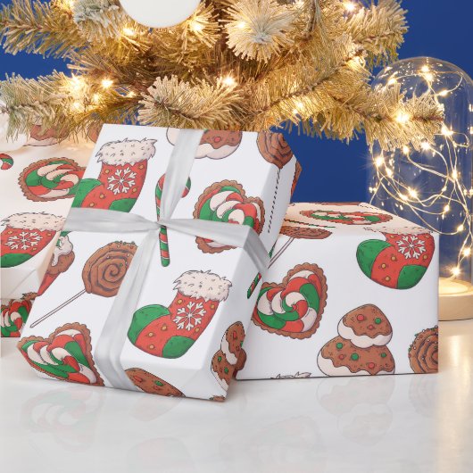 Kerst-desserts en sokken Inpakpapier (Feestdagen)