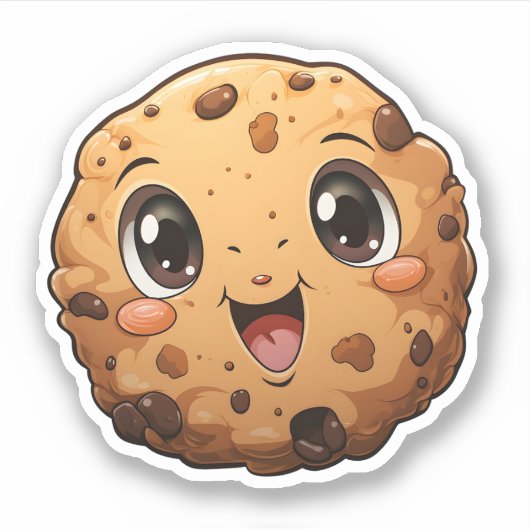 Kerst Desserts Ronde Koekje met Schattigee Ogen Sticker (Voorkant)