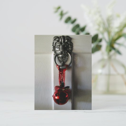 Kerst deur klopper feestdagenkaart (Staand voorkant)