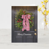 Kerst Deur Krans Boog Rode Feestelijke Vakantie Kaart (Gele Bloem)