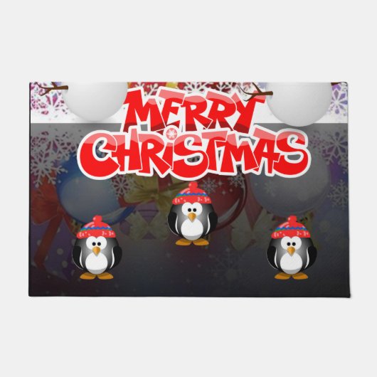 Kerst deur mat, Vrolijk Kerstmis Pinguïn Deurmat (Voorkant)