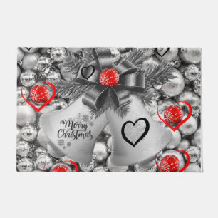 Kerst deur mat, zilveren klokken deurmat