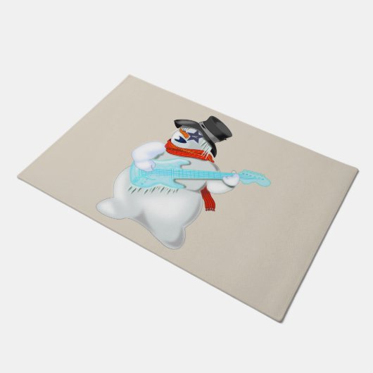Kerst Deurmat Sneeuwman met Gitaar (Schuin)