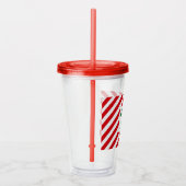 Kerst Diagonaal Rood en Witte Strepen Initiaal Acryl Drinkbeker (Rechts)