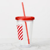Kerst Diagonaal Rood en Witte Strepen Initiaal Acryl Drinkbeker (Links)