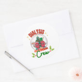 Kerst Dialyse Crew Verpleegkundige Tech Matching Ronde Sticker (Envelop)