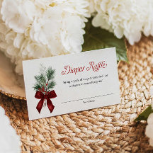 Kerst Diaper Raffle Ticket met Rode Strik