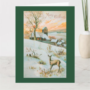 Kerst die winterlandschap en herten afbeeldt kaart
