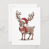 Kerst Dier Kerstmis Hert Sinterklaas Muts Kerstmis Uitnodiging Briefkaart (Voorkant / Achterkant)