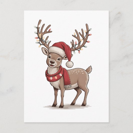 Kerst Dier Kerstmis Hert Sinterklaas Muts Kerstmis Uitnodiging Briefkaart (Voorkant)