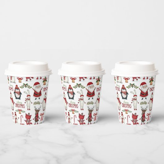 Kerst dier patroon papieren bekers (Multi)