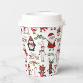 Kerst dier patroon papieren bekers (Achterkant)