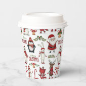 Kerst dier patroon papieren bekers (Voorkant)
