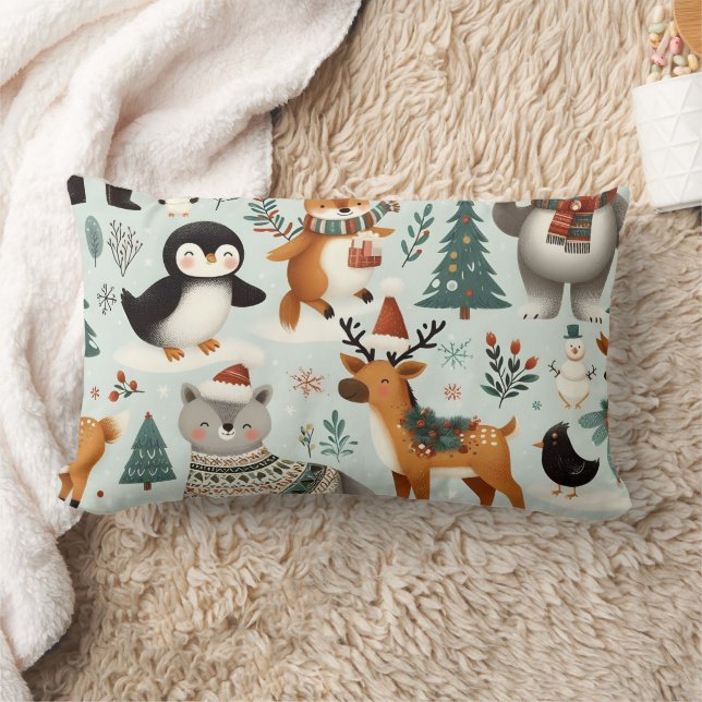 Kerst Dieren Naadloze Patroon Bloem Kussen (Deken)
