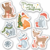 Kerst dieren vel met 8 stickers (Voorkant)