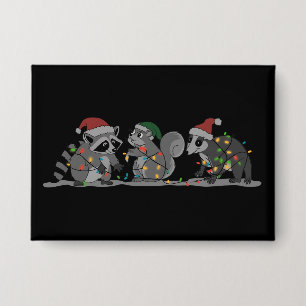 Kerst Dieren Xmas Domme Wasbeer Opossum Eekhoorn Button