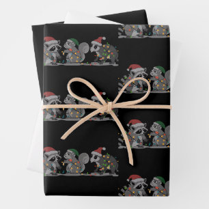 Kerst Dieren Xmas Domme Wasbeer Opossum Eekhoorn Inpakpapier Vel