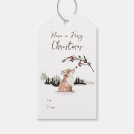 Kerst Dierenvos Cadeaulabel