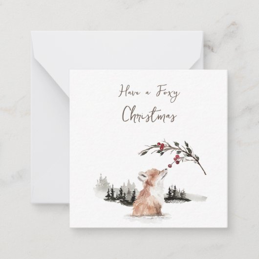 Kerst Dierenvos Notitiekaartje (Voorkant)