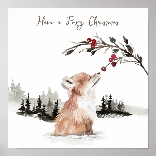 Kerst Dierenvos Poster (Voorkant)