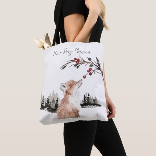 Kerst Dierenvos Tote Bag (Dichtbij)