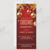 Kerst diner feest goud en rode ballen kaart (Voorkant)